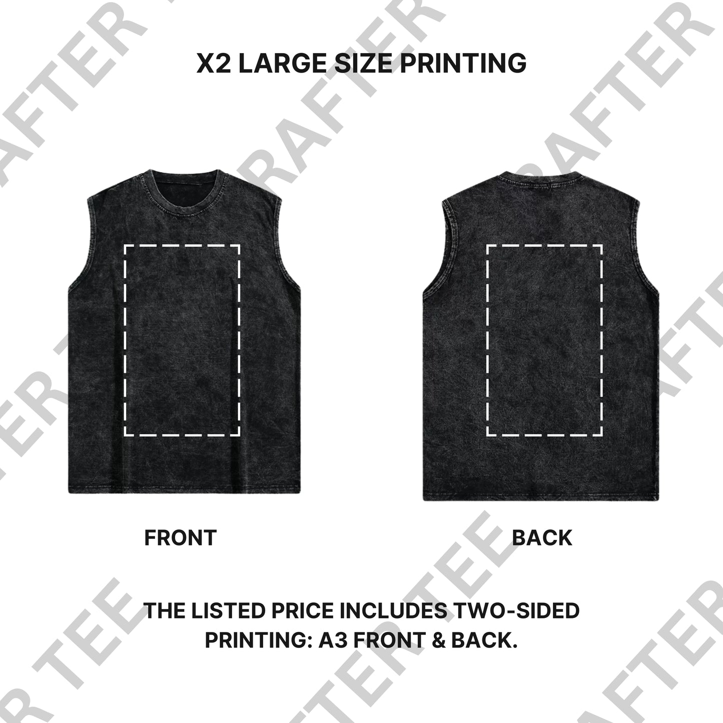 230g Acid Wash Sleeveless Oversized Cotton T-Shirt
