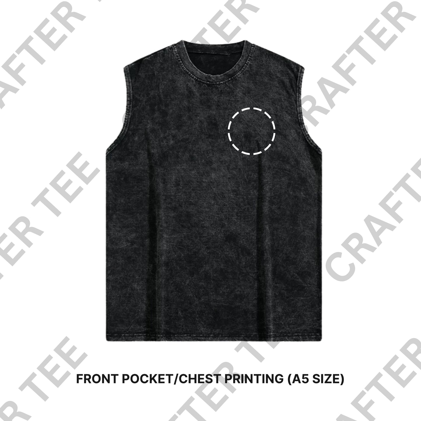 230g Acid Wash Sleeveless Oversized Cotton T-Shirt