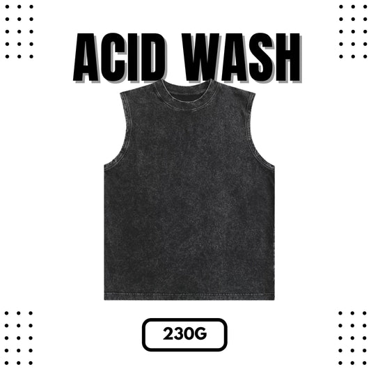 230g Acid Wash Sleeveless Oversized Cotton T-Shirt