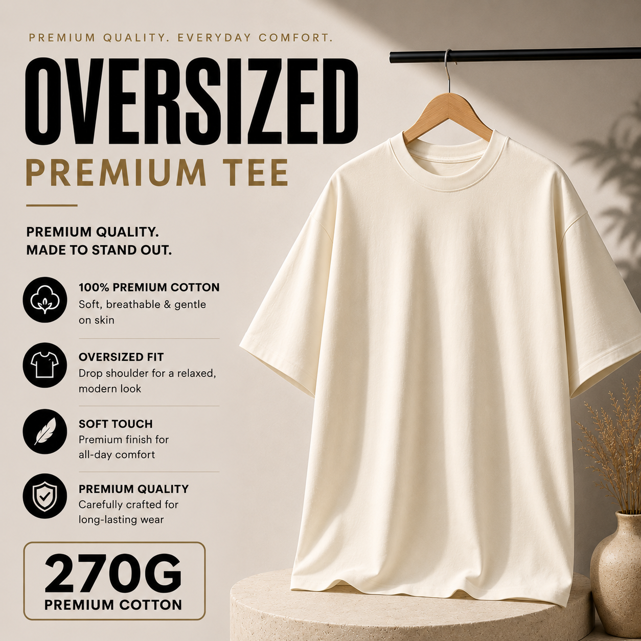 270g Premium Oversized Cotton T-Shirt