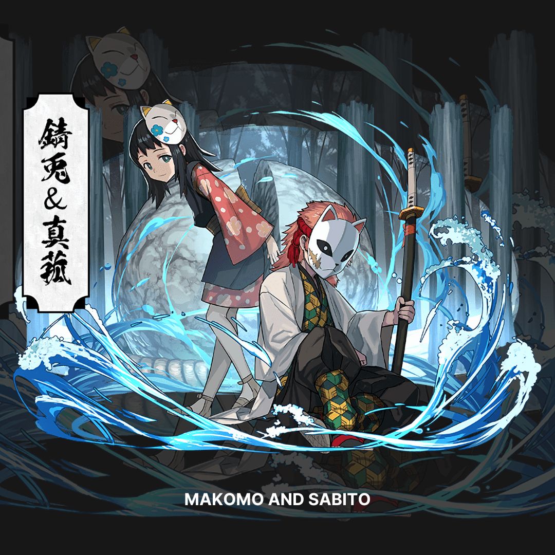 Makomo and Sabito Demon Slayer Anime Front Print T-Shirt